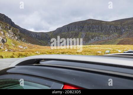 Parkplatz am Mahon Falls Walk, Comeragh Mountains, County Waterford, Irland, Stockfoto