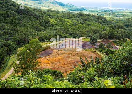 Farbige Erde In Chamarel, Insel Mauritius, Afrika Stockfoto