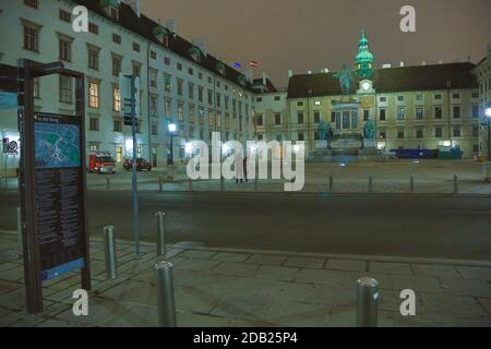 Covid 19: Wien vor der 2. Harten Sperre Wien, 13. November 2020 Josefsplatz - weltweite Nutzung Stockfoto