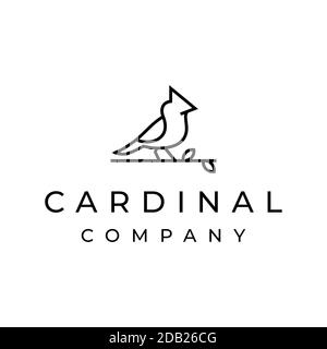Cardinal Bird Logo Design mit Linie Umriss monoline Art Stil Stock Vektor
