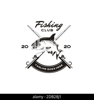 Vintage Angler Angeln Emblem Logo Design Vektor Stock Vektor