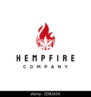 Design-Inspiration für das Cannabis Fire Flame Logo Stock Vektor