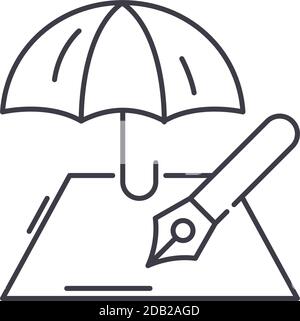 Claim Symbol, lineare isolierte Illustration, dünne Linie Vektor, Web-Design-Zeichen, Kontur Konzept Symbol mit editierbarer Kontur auf weißem Hintergrund. Stock Vektor