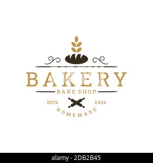 Vintage Retro Bakery, Bake Shop Aufkleber Label Logo Design Stock Vektor
