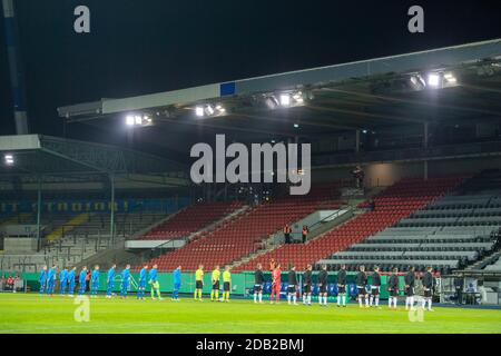 Das Spiel findet ohne Zuschauer, Corona, Pandemie, Covid-19, Fußball-Laenderspiel, U21, Freundschaftsspiel, Deutschland (GER) - Slowenien (SLO) 1:1, am 12. November 2020 in Braunschweig statt. ¬ Verwendung weltweit Stockfoto