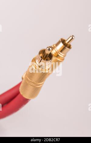 chinch-Verbindung - Soundkabel in Nahaufnahme Stockfoto