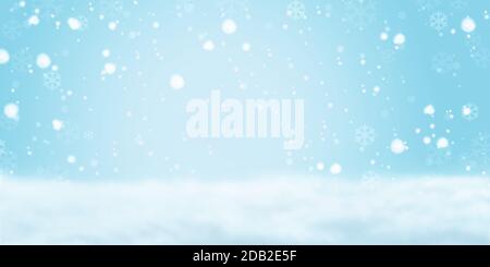 Winter und Weihnachten Hintergrund mit Schneeflocken. Stockfoto