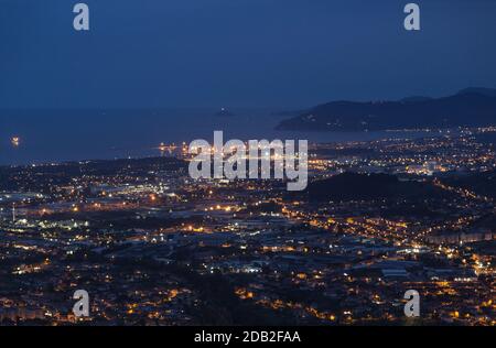 Panoramablick von Marina di Massa Toskana Italien. Stockfoto