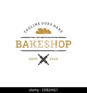Vintage Retro Bakery, Bake Shop Logo Design Stock Vektor