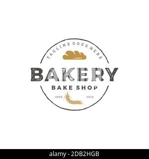 Vintage Retro Bäckerei, Bake Shop Logo Design Vektor Stock Vektor
