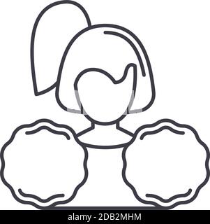Cheerleading Symbol, lineare isolierte Illustration, dünne Linie Vektor, Web-Design-Zeichen, Kontur Konzept Symbol mit editierbaren Strich auf weißem Hintergrund. Stock Vektor
