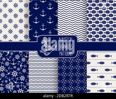 Nautische Musterdesigns Satz Stock Vektor
