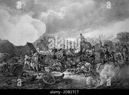 Schlacht von Borodino, Schlacht von Moschaisk, Schlacht von Moskwa, war eine Schlacht der napoleonischen russischen Kampagne. Am 7. September 1812 führte die französische Grande Armee unter Napoleon und die russische Armee unter General Kutusow eine der blutigsten Schlachten des 19. Jahrhunderts bei Borodino. Hier das Stormen des großen Zweifels / Schlacht bei Borodino, Schlacht bei Moschaisk, Schlacht an der Moskwa, war eine Schlacht des napoleonischen Russlandfeldzuges. Am 7. September 1812 liefern sich bei Borodino die von Napoleon geführte französische Grande Armee und die russische Armee unter General Kutusow e Stockfoto