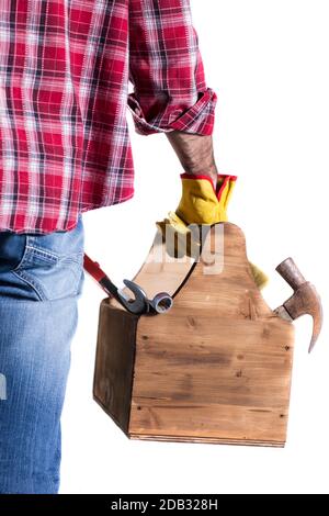 Porträt einer Heimwerker mit den wichtigsten Tools Stockfoto