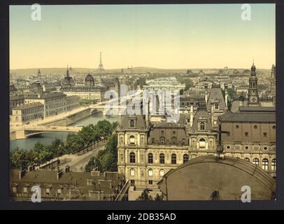 Panorama der sieben Brücken, Paris, Frankreich. Stockfoto