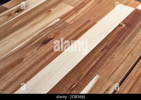 Holzschreibtisch Holz Oberfläche perspektivische Ansicht Stockfoto
