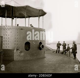 James River, VA. Deck und Turm der U.S.S. Monitor vom Heck aus gesehen. Stockfoto