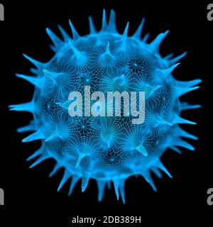 Konzeptioneller Veranschaulichungsvirus. Bild eines Virus, Erreger mit generischer Virusform. 3D-Abbildung. Stockfoto