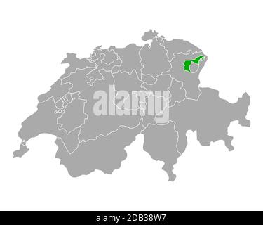 Karte von Appenzell Outer Rhodes in der Schweiz Stockfoto