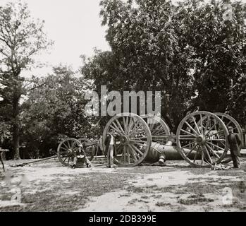 Drewry's Bluff, Virginia (in der Nähe). Hebewagen zum Entfernen der gefangenen Artillerie. Stockfoto