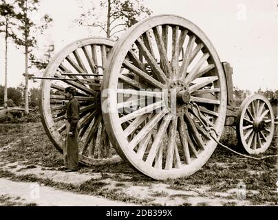 Drewry's Bluff, Virginia (in der Nähe). Hebewagen zum Entfernen der gefangenen Artillerie. Stockfoto