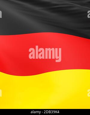 Wehende Flagge von Deutschland mit als Hintergrund, 3d-Rendering Stockfoto