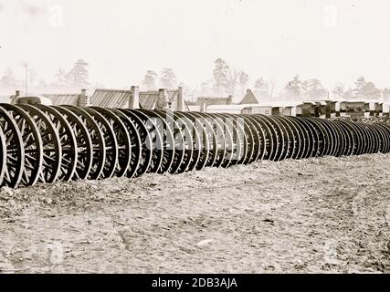 City Point], Virginia (in der Nähe). Park der Armee Wagen Räder. Stockfoto