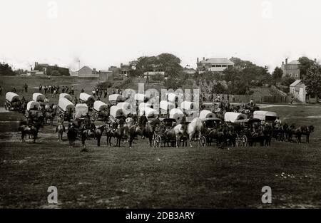 Richmond, VA. Wagon Zug des Military Telegraph Corps. Stockfoto