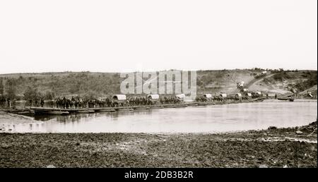 Fredericksburg, Virginia. Pontonbrücke über den Rappahannock. Stockfoto