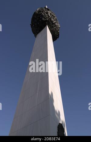 Neu gereinigtes Denkmal zur Revolution von Rumänien 1989, Piața Revoluției, Bukarest, Rumänien, 2020 Stockfoto