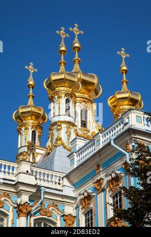 Kaiserliche Hofkirche der Auferstehung im Großen (Katharina) Palast von Zarskoe Selo, Puschkin, Russland. Stockfoto