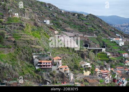 Dörfer und terrassierte Felder, Madeira Stockfoto