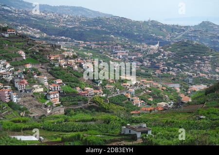 Dörfer und terrassierte Felder, Madeira Stockfoto