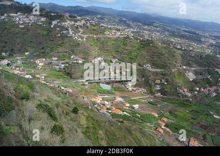 Dörfer und terrassierte Felder, Madeira Stockfoto