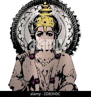 hanuman-gott Affe indische heilige metallische Illustration Stockfoto