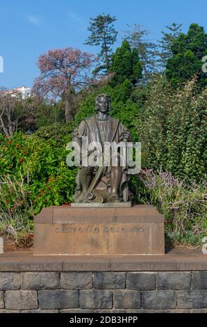 Funchal, Portugal. Die Insel Madeira. 01. November 2019. Cristovao Colombo Statue im Parque de Santa Catarina Stockfoto