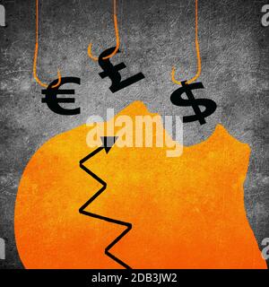 Haken und Geld Symbol Business Konzept digitale Illustration Angeln Stockfoto