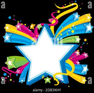 Stars farbenfrohe Konfetti-Illustration in festlicher Form Stockfoto