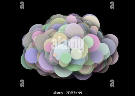 Bunte Zierkugeln. Abstrakte 3D-Illustration oder Rendering Stockfoto