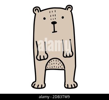 Bärenkritzel. Hand gezeichnete Linien Cartoon Charakter Vektor Illustration isoliert auf weißem Hintergrund. Stock Vektor