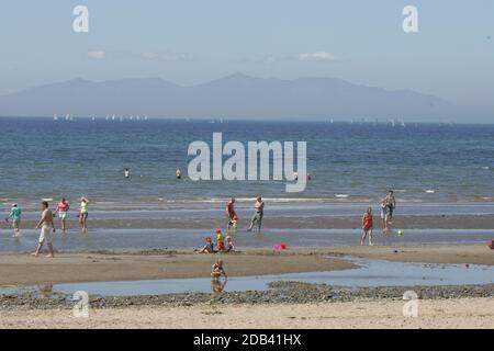 Prestwick Beach & Promenade , Ayrshire, Schottland, Großbritannien Stockfoto