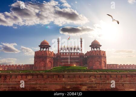 Rotes Fort von Delhi, Indien, berühmtes Wahrzeichen. Stockfoto