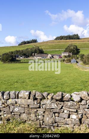 Die Upland Farm von Bradley auf den Pennines unterhalb der Hadrians Wall auf Hotbank Crags in der Nähe von Bardon Mill, Northumberland UK Stockfoto