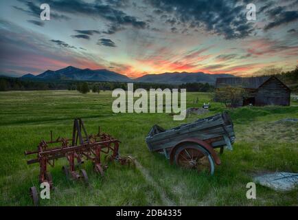 Alte Farm am Fuße des Whiteface Mountain im Adirondack Park, New York State, USA Stockfoto