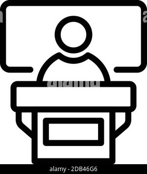 Symbol für öffentliche Sprechweise. Skizzieren Sie öffentlich sprechende Vektor-Symbol für Web-Design isoliert auf weißem Hintergrund Stock Vektor