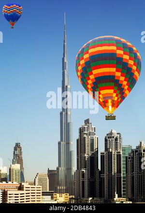 Panorama des Burj Khalifa höchsten Gebäudes der Welt 829.8 m. Dubai Burj Khalifa, Vereinigte Arabische Emirate Stockfoto