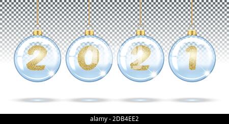 Transparente Weihnachtskugeln 2021 Stock Vektor