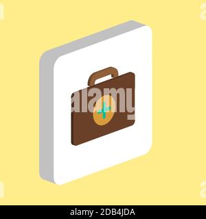 Einfaches Vektor-Symbol für Verbandskasten. Illustration Symbol Design Vorlage für Web mobile UI-Element. Perfekte Farbe isometrisches Piktogramm auf 3d weißen Quadrat. Stock Vektor