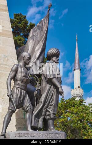 Istanbul, Türkei. Statue im osmanischen Admiral der Flotte von Hayreddin Barbarossa, oder Barbarossa Hayreddin Pasha, 1478 bis 1546. Beşiktaş Stockfoto