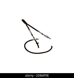 Illustration eines Kompasszeichentrickfilm Stift Symbol Skizze Stil Vektor-Illustration für Web-Logo Stockfoto